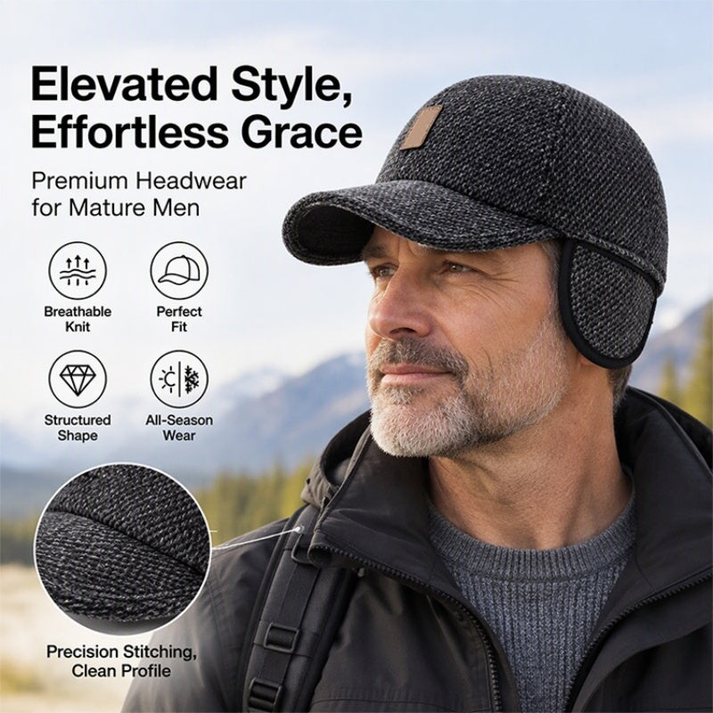 🧢 Klassisk vinterkeps för män med dolda öronlappar – Värmer i minusgrader