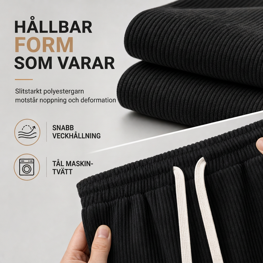 🤳 Herrbyxor i corduroy, elastisk midja med dragsko – lös passform, raka ben-6