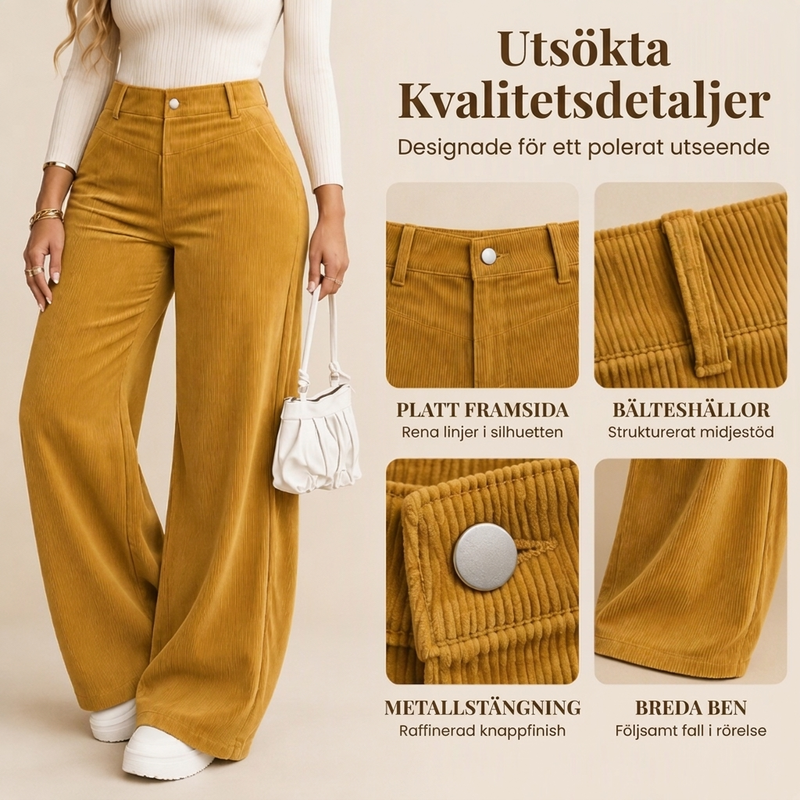 📢🎉50 % rabatt!!!🛍️✨ Fritidsbyxor i corduroy för damer med vida ben-1