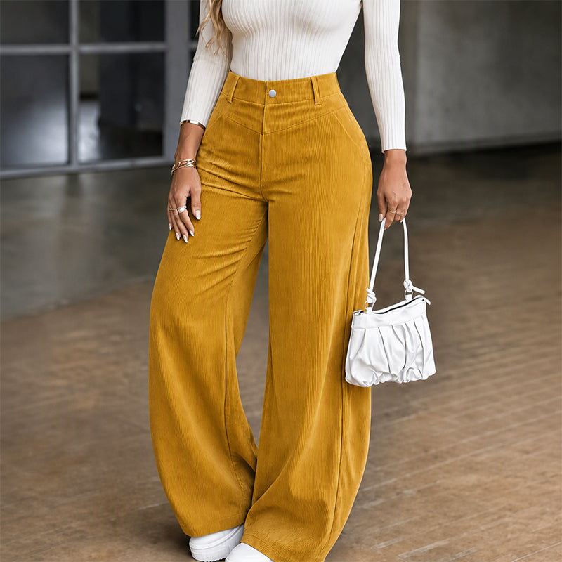 📢🎉50 % rabatt!!!🛍️✨ Fritidsbyxor i corduroy för damer med vida ben-10