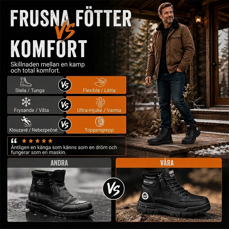 🚚 Fri frakt på just den här produkten!  🥾Varmfodrade herrkängor med sidodragkedja och snörning-3