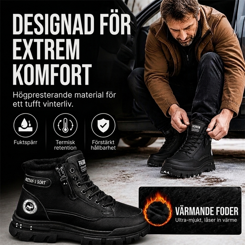 🚚 Fri frakt på just den här produkten!  🥾Varmfodrade herrkängor med sidodragkedja och snörning-4