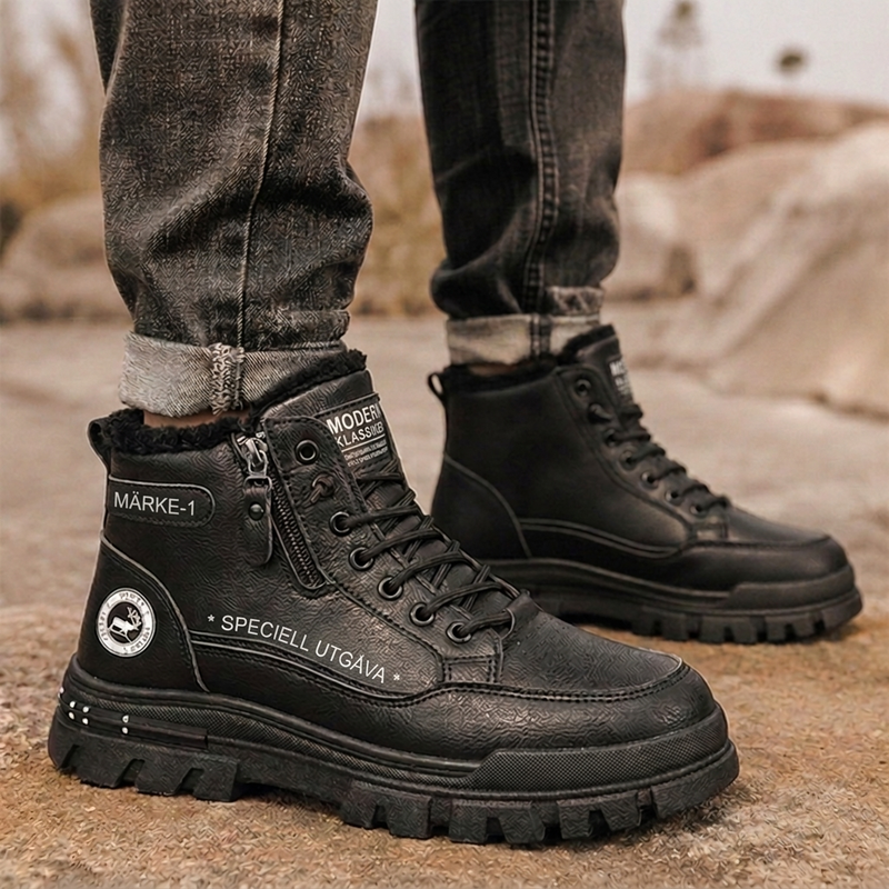 🚚 Fri frakt på just den här produkten!  🥾Varmfodrade herrkängor med sidodragkedja och snörning-10