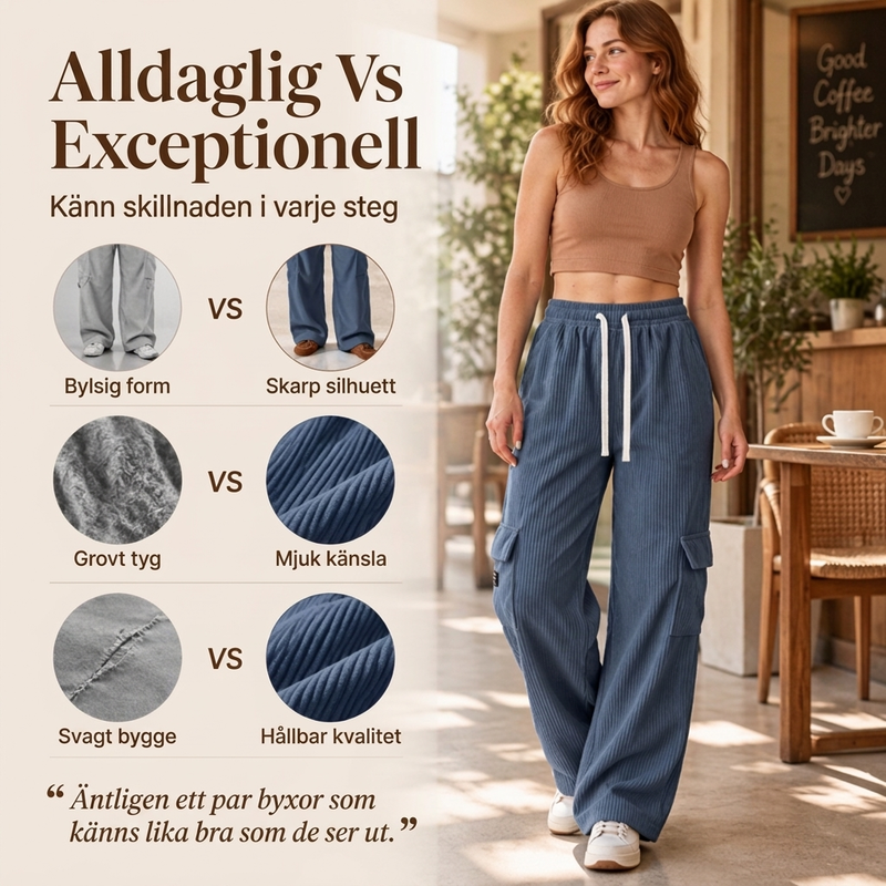 📢🎉50 % rabatt!!!🛍️✨Retro-cargobyxor i corduroy för damer-4