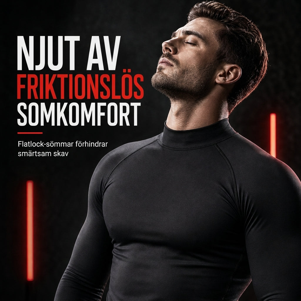 Termisk långärmad kompressions-T-shirt för män med foder, hög hals för sport, löpning och träning-3