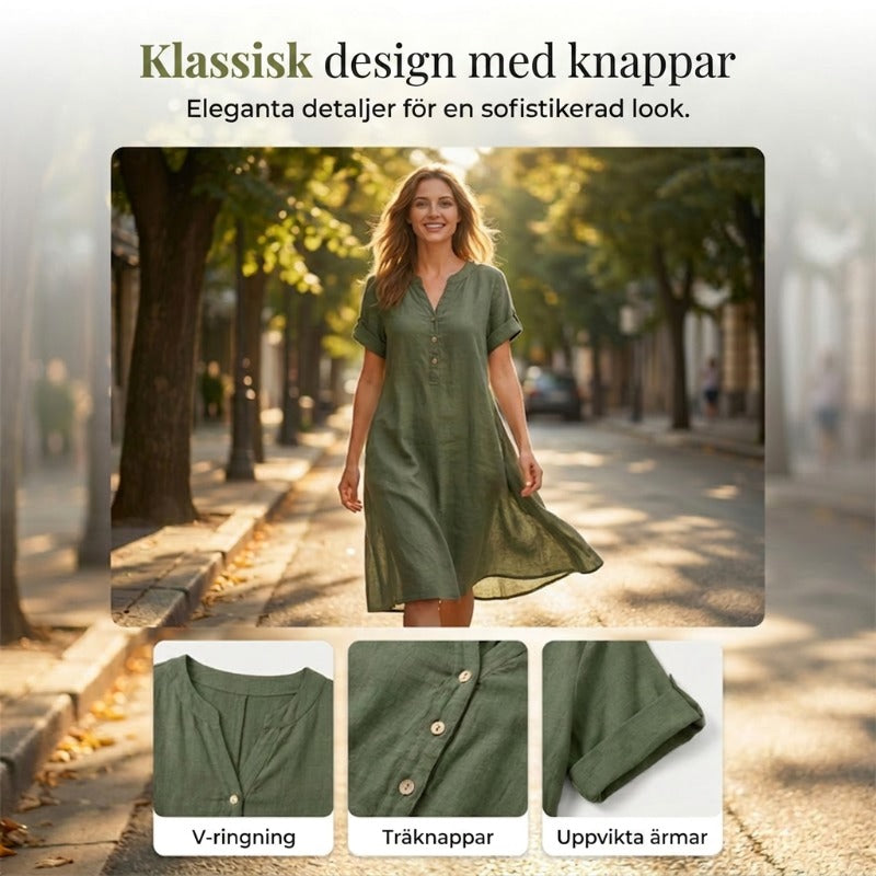 👗 Dam V-ringad tunikaklänning – ledig passform, fickor och andningsbar-2